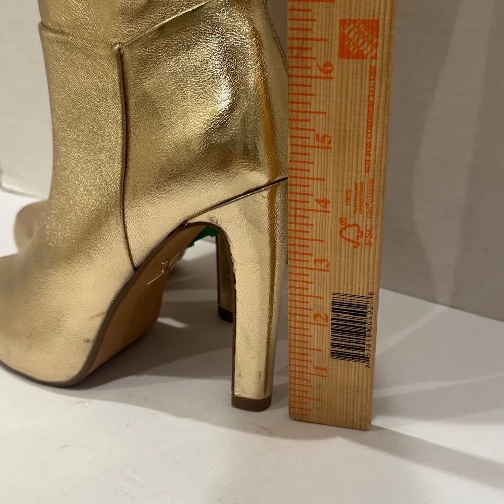 NEW Brian Atwood Express Express Over The Knee Boots‎ Gold Metallic Thigh High 6